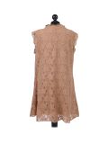 Italian 2 Layered Crochet Net Lagenlook Dress-Camel back