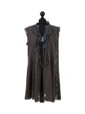 Italian 2 Layered Crochet Net Lagenlook Dress-Charcoal