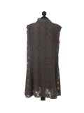 Italian 2 Layered Crochet Net Lagenlook Dress-Charcoal back