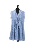 Italian 2 Layered Crochet Net Lagenlook Dress-Denim
