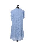 Italian 2 Layered Crochet Net Lagenlook Dress-Denim back