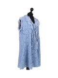 Italian 2 Layered Crochet Net Lagenlook Dress-Denim side