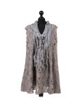 Italian 2 Layered Crochet Net Lagenlook Dress-Mocha