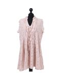 Italian 2 Layered Crochet Net Lagenlook Dress-Nude