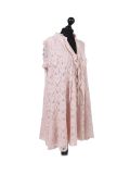 Italian 2 Layered Crochet Net Lagenlook Dress-Nude side