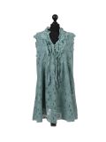Italian 2 Layered Crochet Net Lagenlook Dress-Ocean blue
