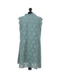 Italian 2 Layered Crochet Net Lagenlook Dress-Ocean blue back