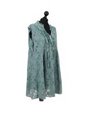 Italian 2 Layered Crochet Net Lagenlook Dress-Ocean blue side