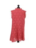 Italian 2 Layered Crochet Net Lagenlook Dress-Rust back