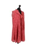Italian 2 Layered Crochet Net Lagenlook Dress-Rust side