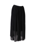 Italian 2 Layered Glittery Belt Plain Silk Skirt-Black