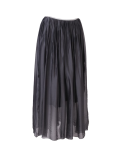 Italian 2 Layered Glittery Belt Plain Silk Skirt-Charcoal