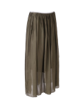 Italian 2 Layered Glittery Belt Plain Silk Skirt-Khaki