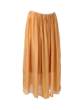 Italian 2 Layered Glittery Belt Plain Silk Skirt-Mustard