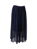 Italian 2 Layered Glittery Belt Plain Silk Skirt-Navy