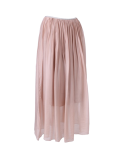 Italian 2 Layered Glittery Belt Plain Silk Skirt-pink
