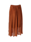 Italian 2 Layered Glittery Belt Plain Silk Skirt-Rust