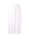 Italian 2 Layered Glittery Belt Plain Silk Skirt-White