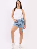 Italian Acid Dye Linen Shorts-Denim