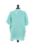 Italian Acid Dye Plain Linen Lagenlook Top-Aqua back