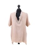 Italian Acid Dye Plain Linen Lagenlook Top-beige