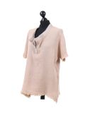 Italian Acid Dye Plain Linen Lagenlook Top-beige side