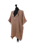 Italian Acid Dye Plain Linen Lagenlook Top-camel side