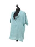 Italian Acid Dye Plain Linen Lagenlook Top-emarald side