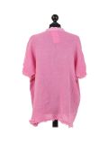 Italian Acid Dye Plain Linen Lagenlook Top-Fuchsia back