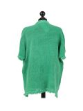 Italian Acid Dye Plain Linen Lagenlook Top-Green back