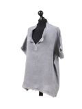 Italian Acid Dye Plain Linen Lagenlook Top-grey side