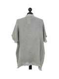 Italian Acid Dye Plain Linen Lagenlook Top-Khaki back