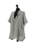 Italian Acid Dye Plain Linen Lagenlook Top-Khaki side