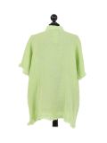 Italian Acid Dye Plain Linen Lagenlook Top-Lime back