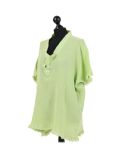 Italian Acid Dye Plain Linen Lagenlook Top-Lime side