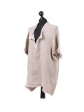 Italian Acid Dye Plain Linen Lagenlook Top-Mocha side
