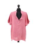 Italian Acid Dye Plain Linen Lagenlook Top-rough