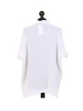 Italian Acid Dye Plain Linen Lagenlook Top-White back