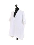 Italian Acid Dye Plain Linen Lagenlook Top-White side