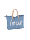Italian Amour Canvas Hand Bag-Denim side