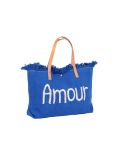Italian Amour Canvas Hand Bag-Royal blue side