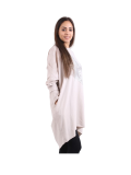 Italian Batwing Sequin Star High Low Cotton Lagenlook Top-beige 5
