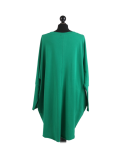 Italian Batwing Sequin Star High Low Cotton Lagenlook Top-Bottle green back