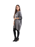 Italian Batwing Sequin Star High Low Cotton Lagenlook Top-Charcoal 3