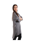 Italian Batwing Sequin Star High Low Cotton Lagenlook Top-Charcoal 2