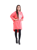 Italian Batwing Sequin Star High Low Cotton Lagenlook Top-Coral 4