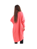 Italian Batwing Sequin Star High Low Cotton Lagenlook Top-Coral 5