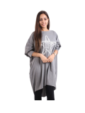 Italian Batwing Sequin Star High Low Cotton Lagenlook Top-Dark grey 1