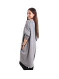 Italian Batwing Sequin Star High Low Cotton Lagenlook Top-dark grey 5