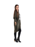 Italian Batwing Sequin Star High Low Cotton Lagenlook Top-Khaki 3